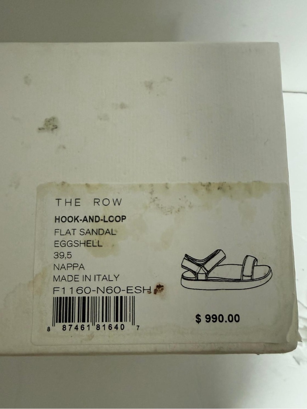 The Row Hook-And-Loop Flat Sandals Eggshell Nappa Leather EU 39.5 - Picture 3 of 13